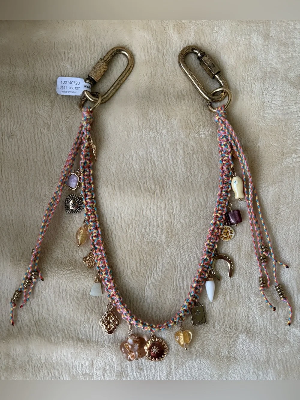 Free People Friendship Swag Bag Charm 🔥New with tags!🔥RARE Pink Multi Color!